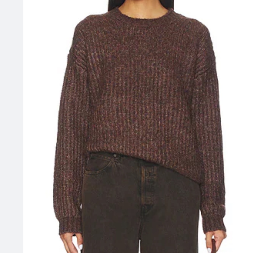 Women Emmer & Oat Medium Marled Maroon Chunky Sweater W/ Button Detail